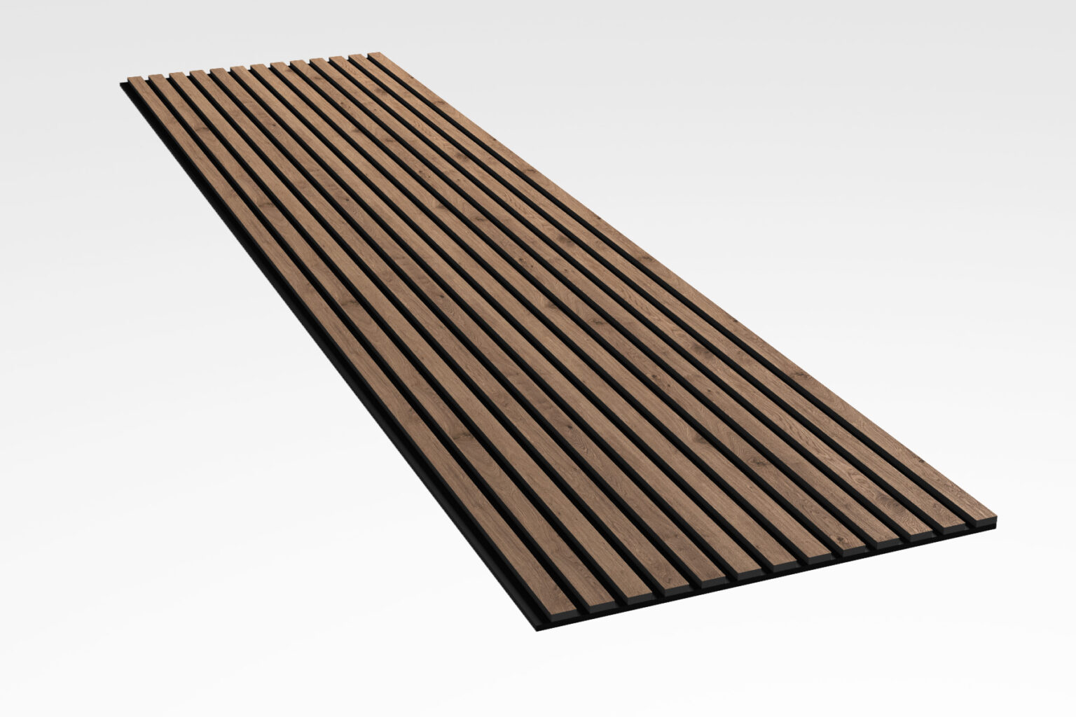 240cm X 60cm Walnut, Black Felt Acoustic Panel - Akupanels
